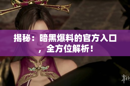 揭秘：暗黑爆料的官方入口，全方位解析！