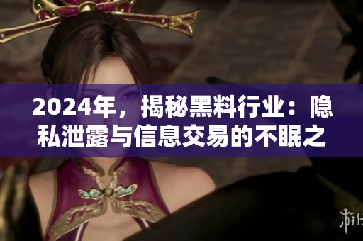 2024年，揭秘黑料行業(yè)：隱私泄露與信息交易的不眠之夜
