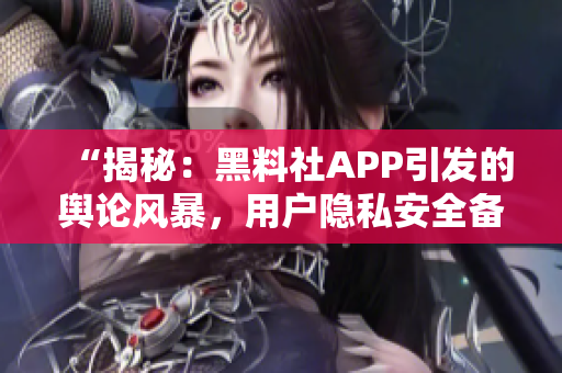 “揭秘：黑料社APP引發(fā)的輿論風暴，用戶隱私安全備受質(zhì)疑！”